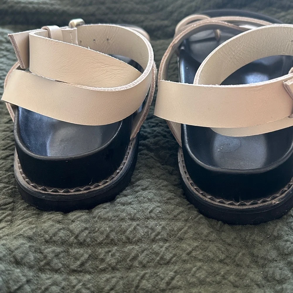 Liberte Leather Cream Strappy Sandals - Picture 4 of 5